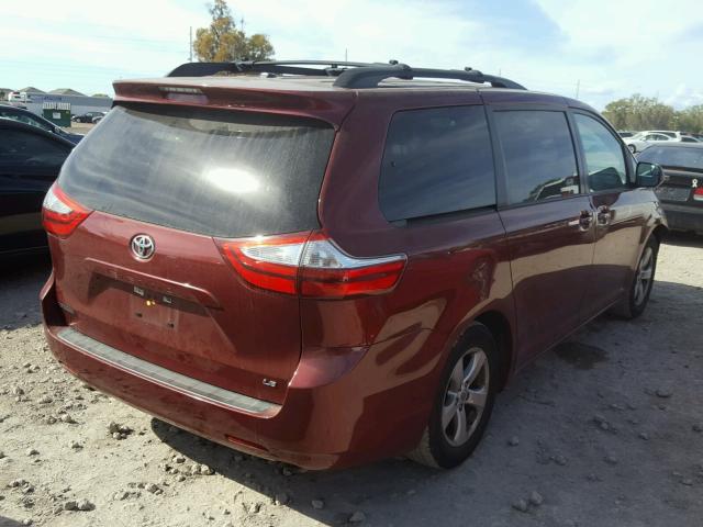 5TDKK3DC0FS529334 - 2015 TOYOTA SIENNA LE RED photo 4