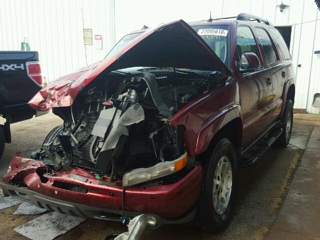 1GNEK13ZX3R314164 - 2003 CHEVROLET TAHOE K150 MAROON photo 2