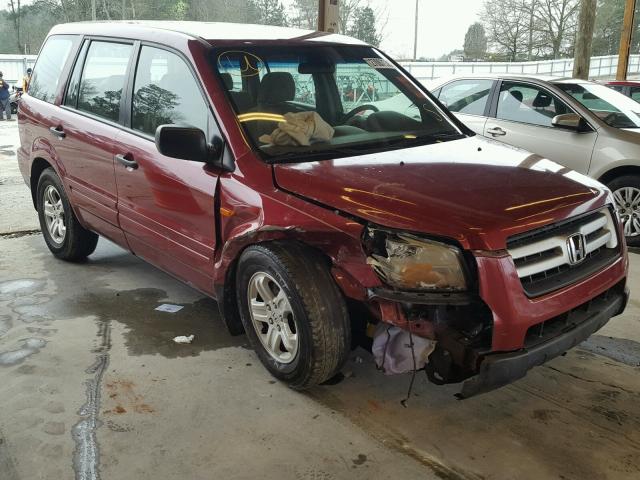 5FNYF28116B041399 - 2006 HONDA PILOT LX BURGUNDY photo 1