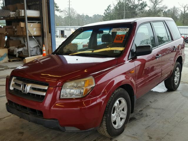 5FNYF28116B041399 - 2006 HONDA PILOT LX BURGUNDY photo 2