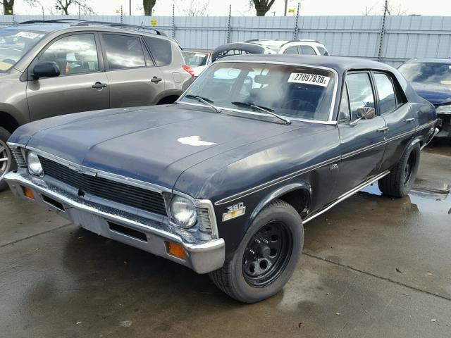 1X69H2L130850 - 1972 CHEVROLET NOVA BLUE photo 2