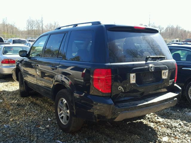 2HKYF18785H549285 - 2005 HONDA PILOT EXL BLACK photo 3