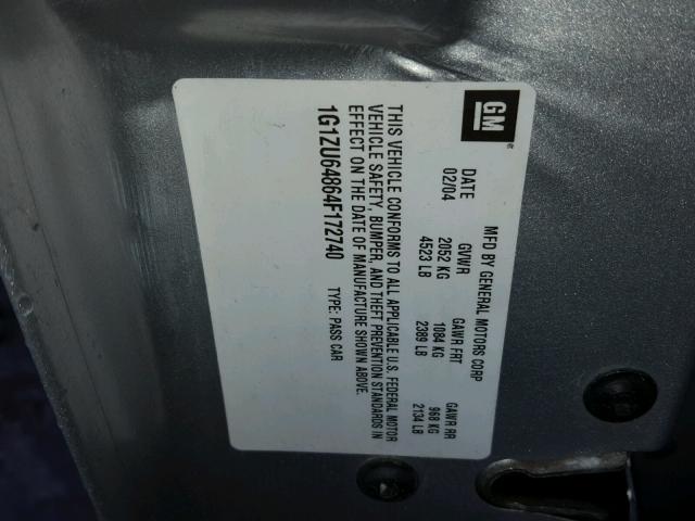 1G1ZU64864F172740 - 2004 CHEVROLET MALIBU MAX 银色 照片 10