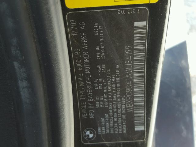 WBXPC9C41AWJ34199 - 2010 BMW X3 XDRIVE3 Czarny zdjęcie 10