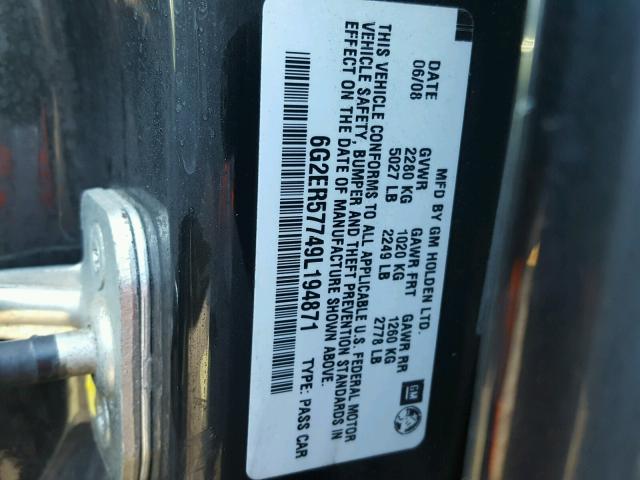 6G2ER57749L194871 - 2009 PONTIAC G8 BLACK photo 10