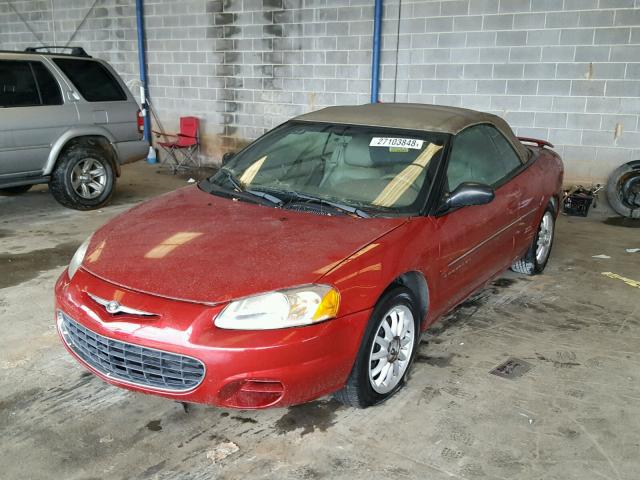 1C3EL45U71N631823 - 2001 CHRYSLER SEBRING LX BURGUNDY photo 2