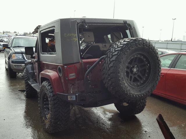 1J4FA54158L539273 - 2008 JEEP WRANGLER S BURGUNDY photo 3