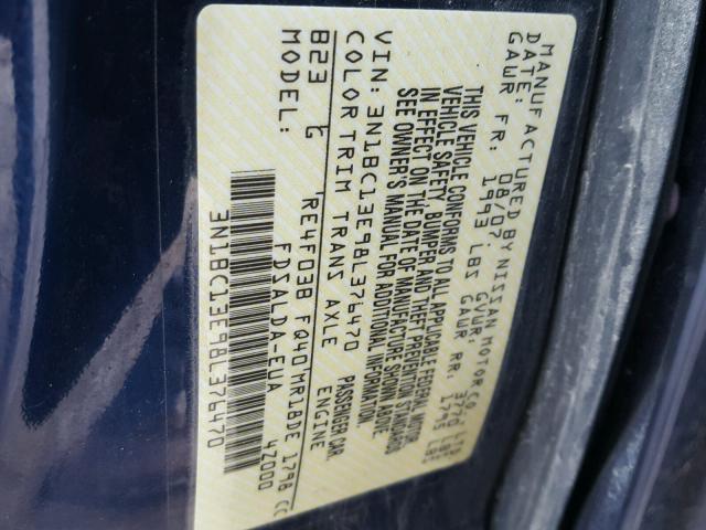 3N1BC13E98L376470 - 2008 NISSAN VERSA S BLUE photo 10