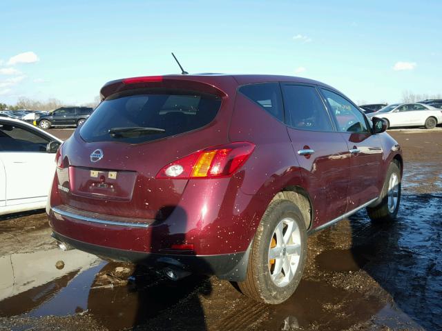 JN8AZ1MU0AW001732 - 2010 NISSAN MURANO S MAROON photo 4