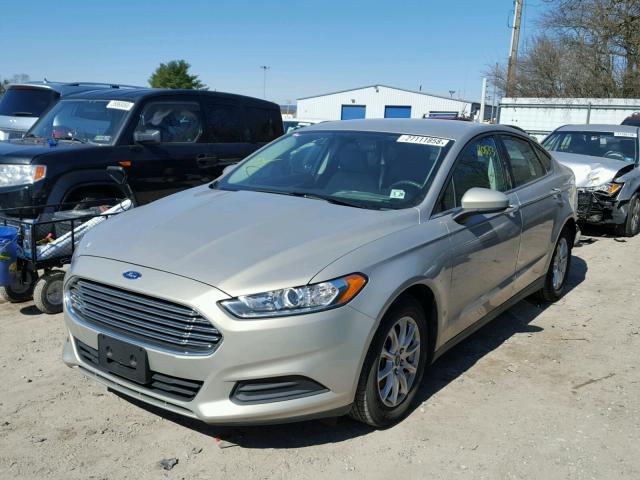 3FA6P0G76FR307146 - 2015 FORD FUSION S BEIGE photo 2