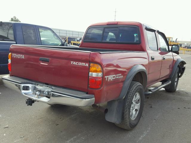 5TEGN92N42Z139371 - 2002 TOYOTA TACOMA DOU RED photo 4