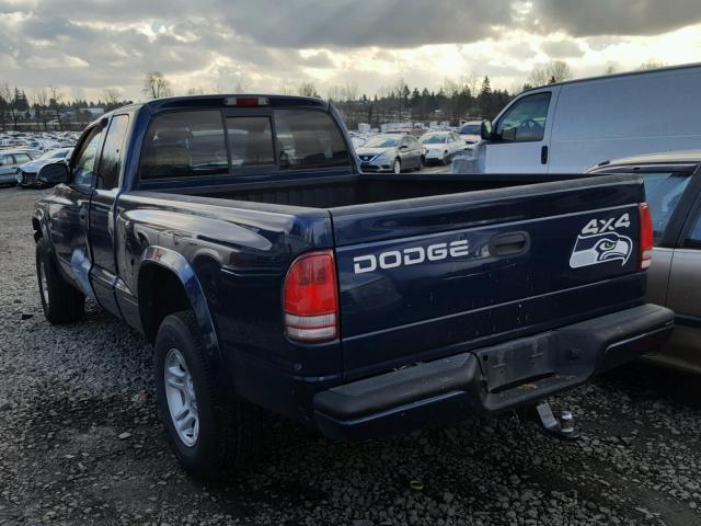 1B7GG32N12S687324 - 2002 DODGE DAKOTA SPO BLUE photo 3