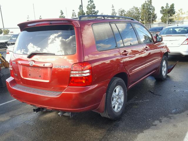 JTEGF21A720045578 - 2002 TOYOTA HIGHLANDER RED photo 4