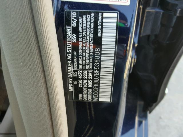 WDDGF8BB7BF538808 - 2011 MERCEDES-BENZ C 300 4MAT BLUE photo 10