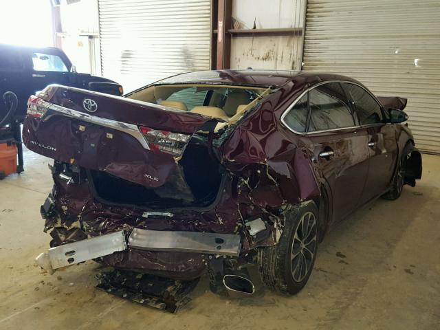 4T1BK1EB6GU197113 - 2016 TOYOTA AVALON XLE RED photo 4