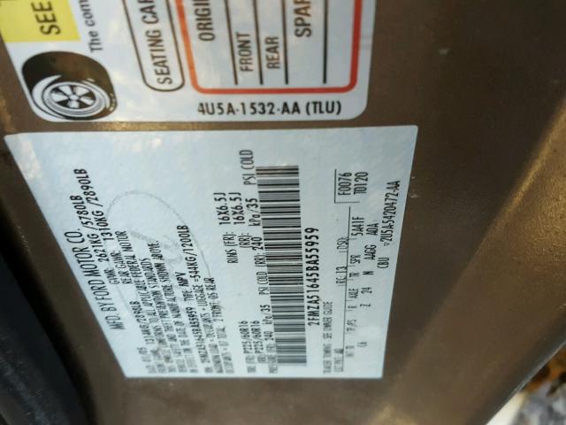 2FMZA51645BA55959 - 2005 FORD FREESTAR S TAN photo 10