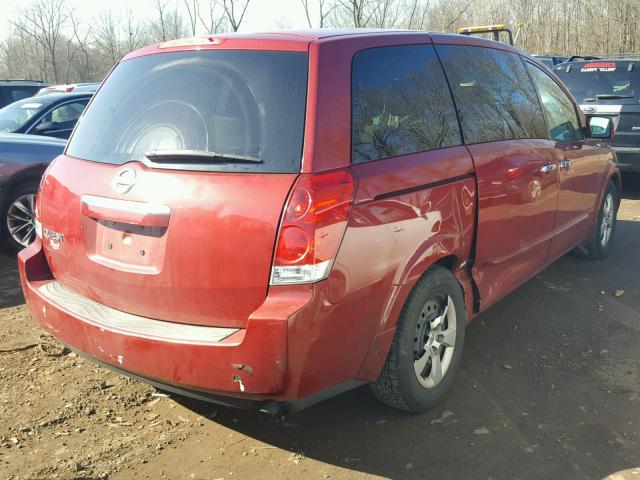 5N1BV28U48N101453 - 2008 NISSAN QUEST S RED photo 4