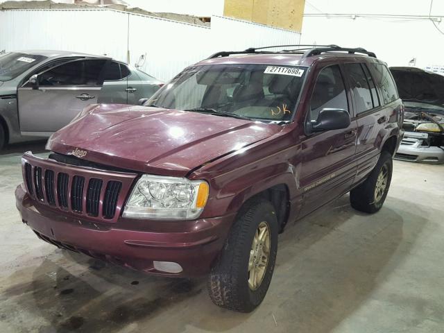 1J4GW68S7XC746650 - 1999 JEEP GRAND CHER MAROON photo 2