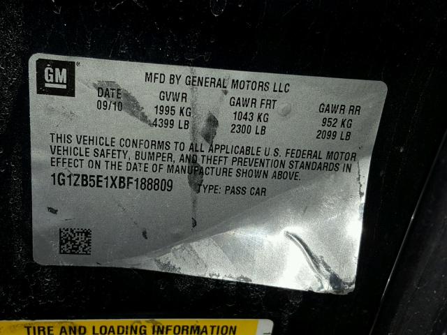 1G1ZB5E1XBF188809 - 2011 CHEVROLET MALIBU LS Mavi foto 10