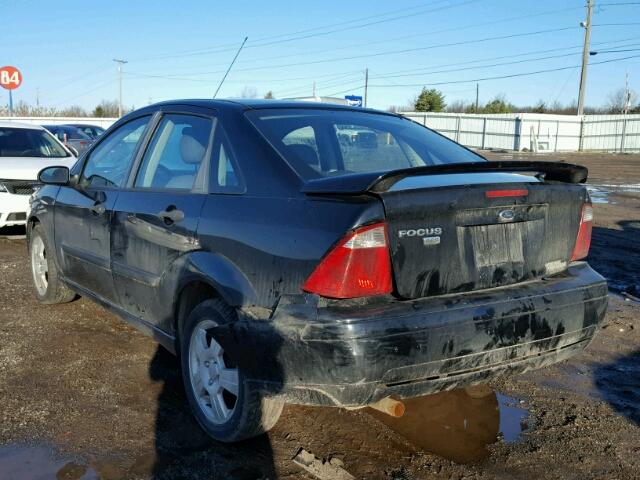 1FAHP34N07W271501 - 2007 FORD FOCUS ZX4 BLACK photo 3