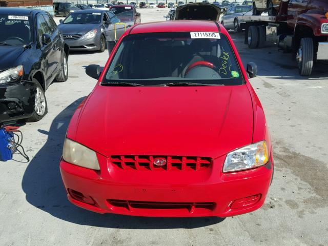 KMHCG45C72U285886 - 2002 HYUNDAI ACCENT GL RED photo 9