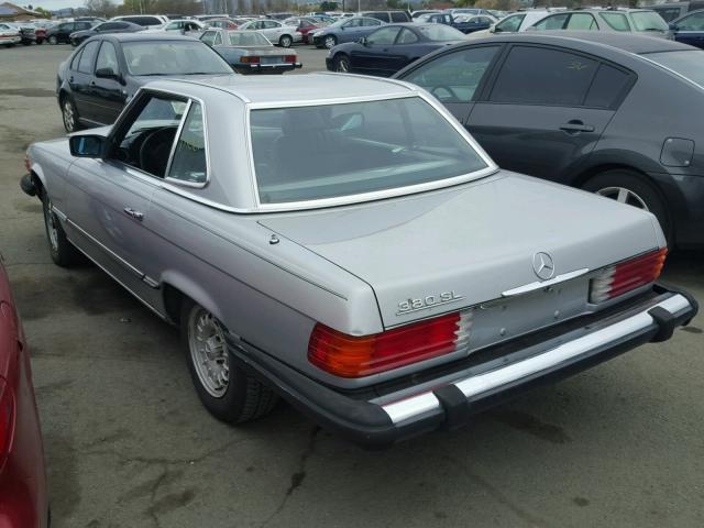 WDBBA45A9EA004403 - 1984 MERCEDES-BENZ 380 SL GRAY photo 3