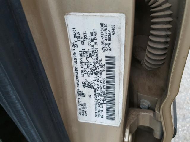 5TEGN92N41Z797075 - 2001 TOYOTA TACOMA DOU GOLD photo 10