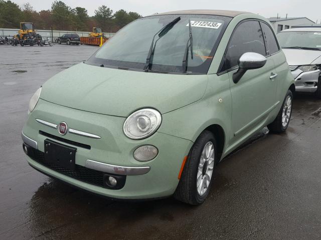 3C3CFFER6CT109600 - 2012 FIAT 500 LOUNGE GREEN photo 2