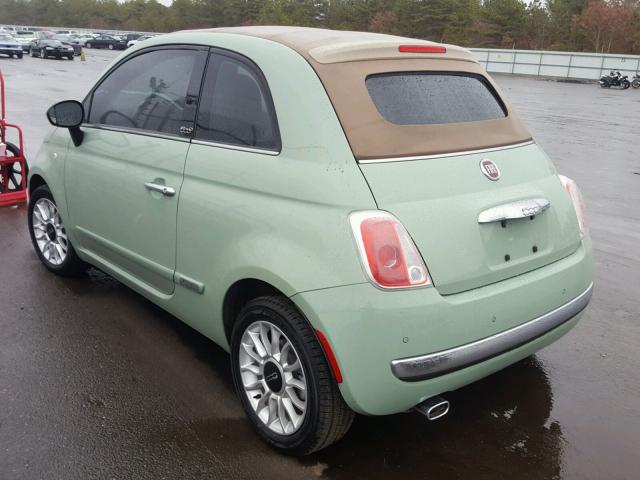 3C3CFFER6CT109600 - 2012 FIAT 500 LOUNGE GREEN photo 3