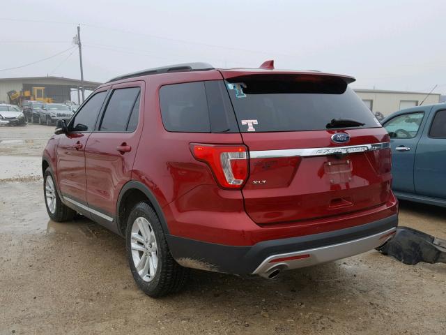 1FM5K7D88HGA86939 - 2017 FORD EXPLORER X RED photo 3