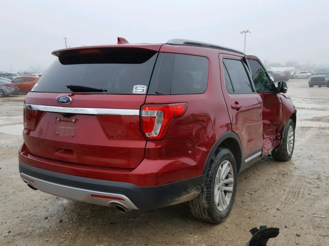 1FM5K7D88HGA86939 - 2017 FORD EXPLORER X RED photo 4