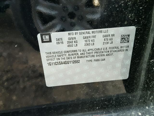 1G11C5SA4GU112682 - 2016 CHEVROLET MALIBU LIM 黑色 照片 10