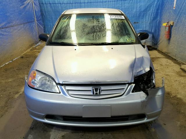 1HGES16561L001695 - 2001 HONDA CIVIC LX SILVER photo 9