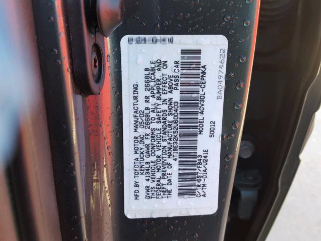 4T1BE32K52U600403 - 2002 TOYOTA CAMRY LE GREEN photo 10