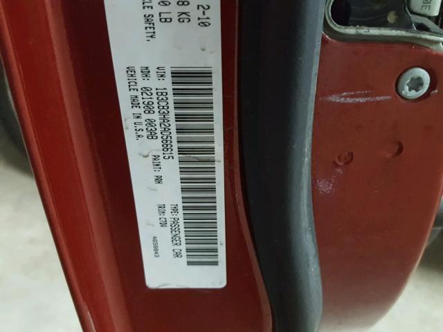 1B3CB3HA2AD566615 - 2010 DODGE CALIBER MA RED photo 10