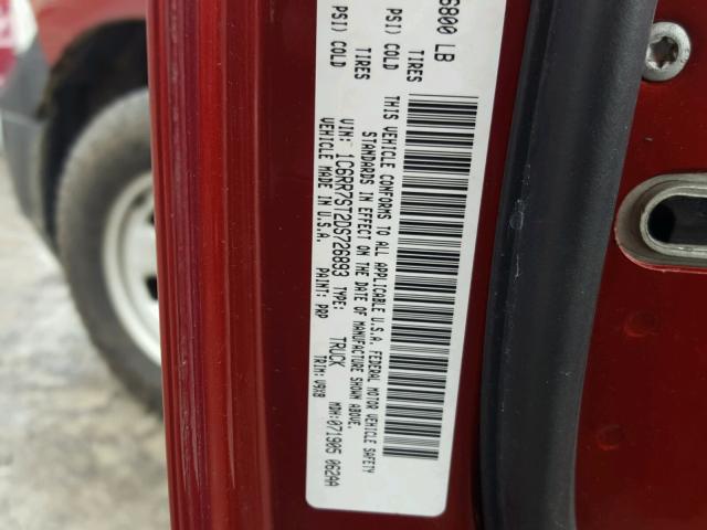 1C6RR7ST2DS726893 - 2013 RAM 1500 ST RED photo 10