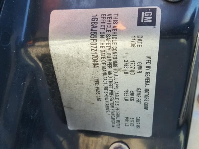 1G8AJ55F07Z170404 - 2007 SATURN ION LEVEL 金色 照片 10