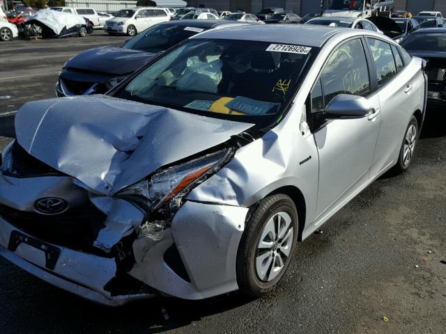 JTDKBRFU2H3047218 - 2017 TOYOTA PRIUS SILVER photo 2