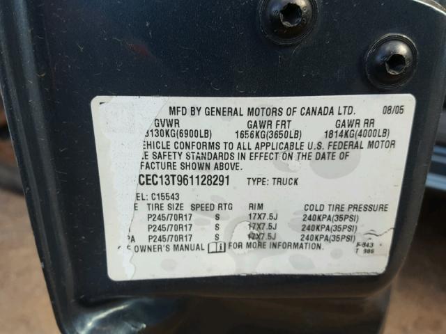 2GCEC13T961128291 - 2006 CHEVROLET SILVERADO BLUE photo 10