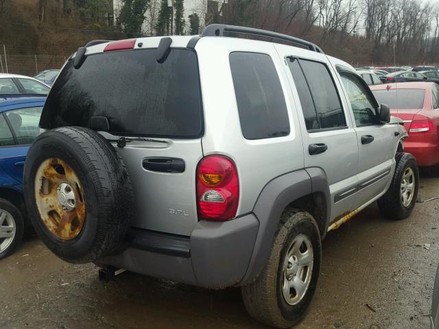 1J4GL48K44W252172 - 2004 JEEP LIBERTY SP SILVER photo 4