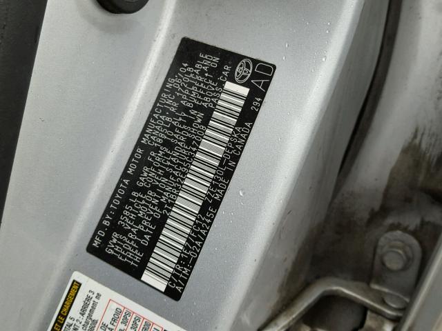 2T1BR32E95C347008 - 2005 TOYOTA COROLLA CE SILVER photo 10