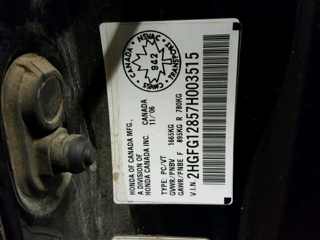 2HGFG12857H003515 - 2007 HONDA CIVIC EX 黑色 照片 10