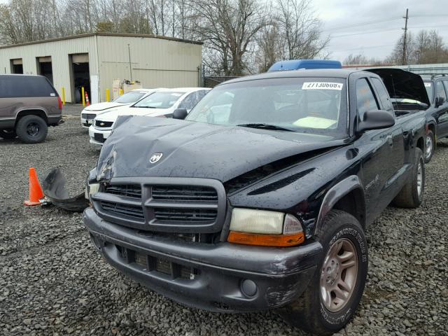 1B7GL12X72S625489 - 2002 DODGE DAKOTA BAS BLACK photo 2