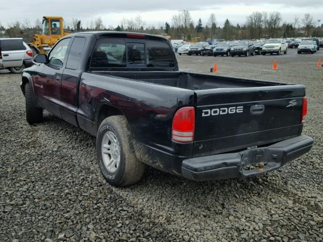 1B7GL12X72S625489 - 2002 DODGE DAKOTA BAS BLACK photo 3