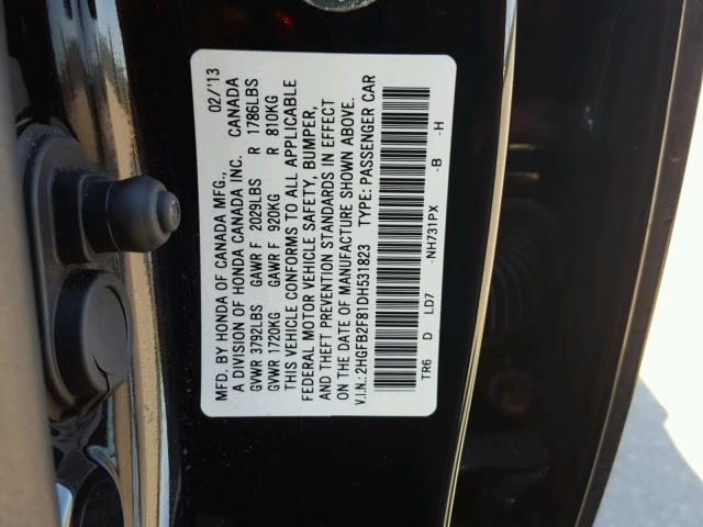 2HGFB2F81DH531823 - 2013 HONDA CIVIC EX Qara foto 10