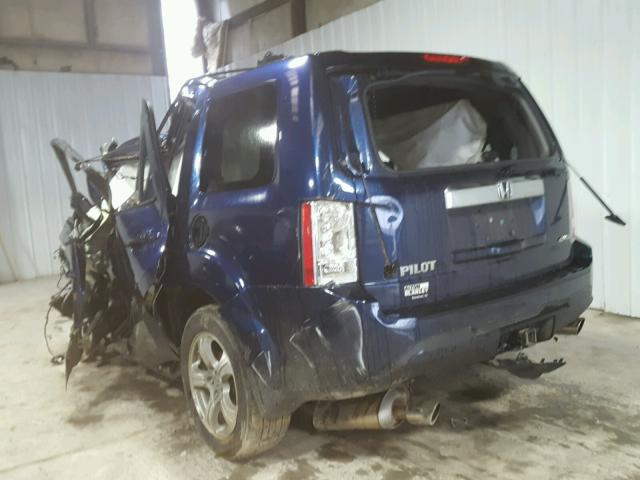 5FNYF4H54EB036386 - 2014 HONDA PILOT EXL BLUE photo 3