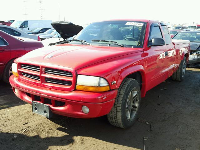 1B7GL22Z5XS285158 - 1999 DODGE DAKOTA RED photo 2