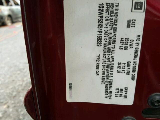 1G2WP52K51F169239 - 2001 PONTIAC GRAND PRIX BURGUNDY photo 10