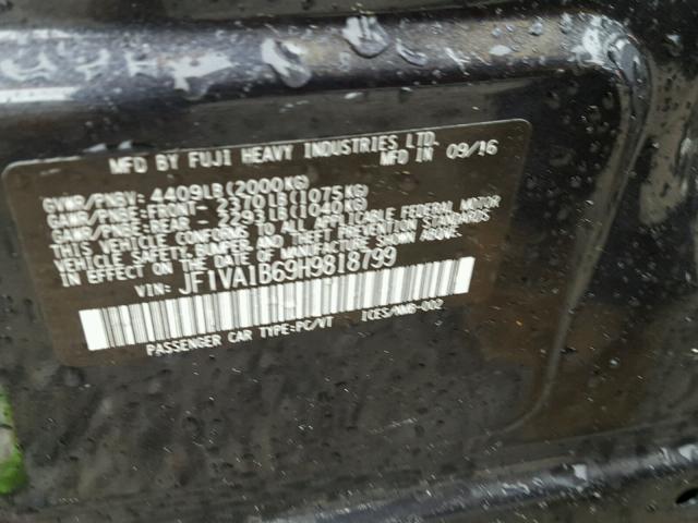 JF1VA1B69H9818799 - 2017 SUBARU WRX GRAY photo 10