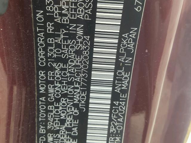 JTKDE177370208324 - 2007 TOYOTA SCION TC 紫色 照片 10